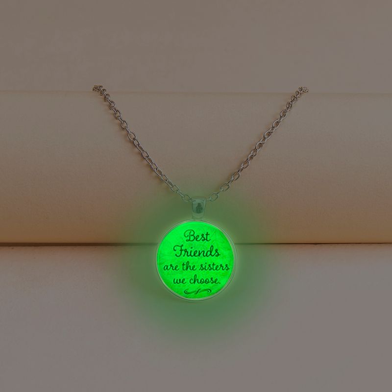 Fashion Good Friend Luminous Lettering Round Pendent Alloy Necklace