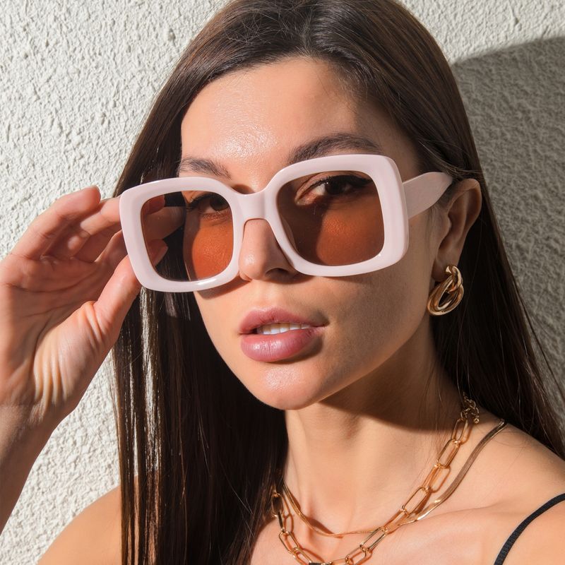 New Fashion Large-frame Square Jelly-colored Sunglasses