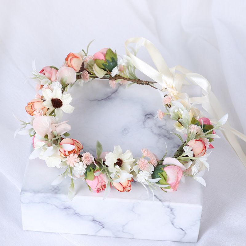 Fashion Bride Sweet Wreath Simulation Rose Flower Wedding Headwear Wholesale