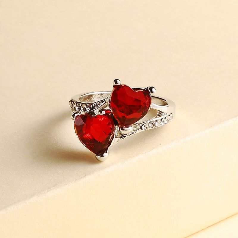 Fashion Jewelry Rhinestone Peach Heart Love Ring