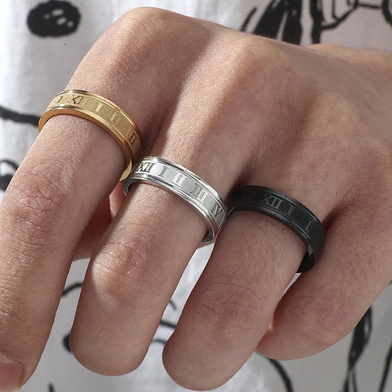 Fashion Simple Men's Roman Numeral Pattern Ring Set