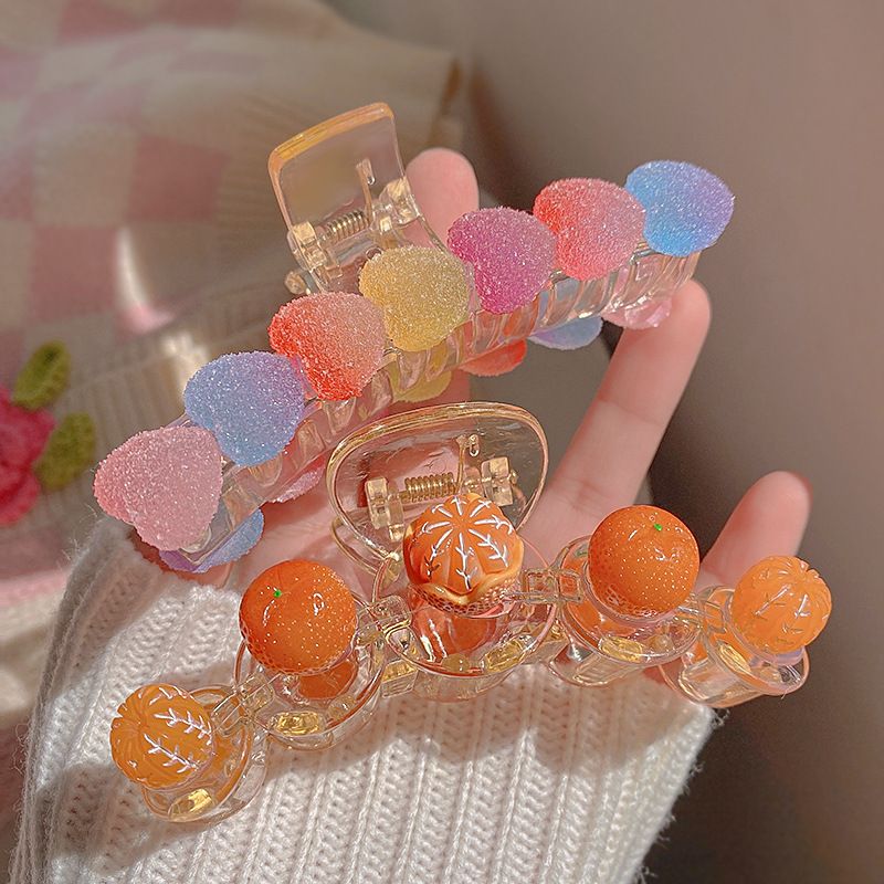Early Spring Candy-colored Shark Clip Orange Clip Large Hairpin Female Back Head Resin Net Red Clip Head Jewelry