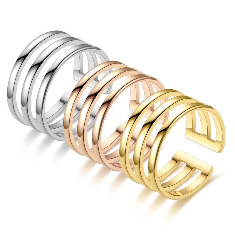 أزياء جديدة قابلة للتعديل التيتانيوم الصلب خاتم زوجين جوفاء