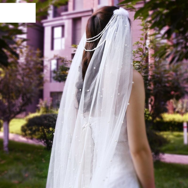 Fashion Retro Beaded Pearl Veil Bride Beaded Veil