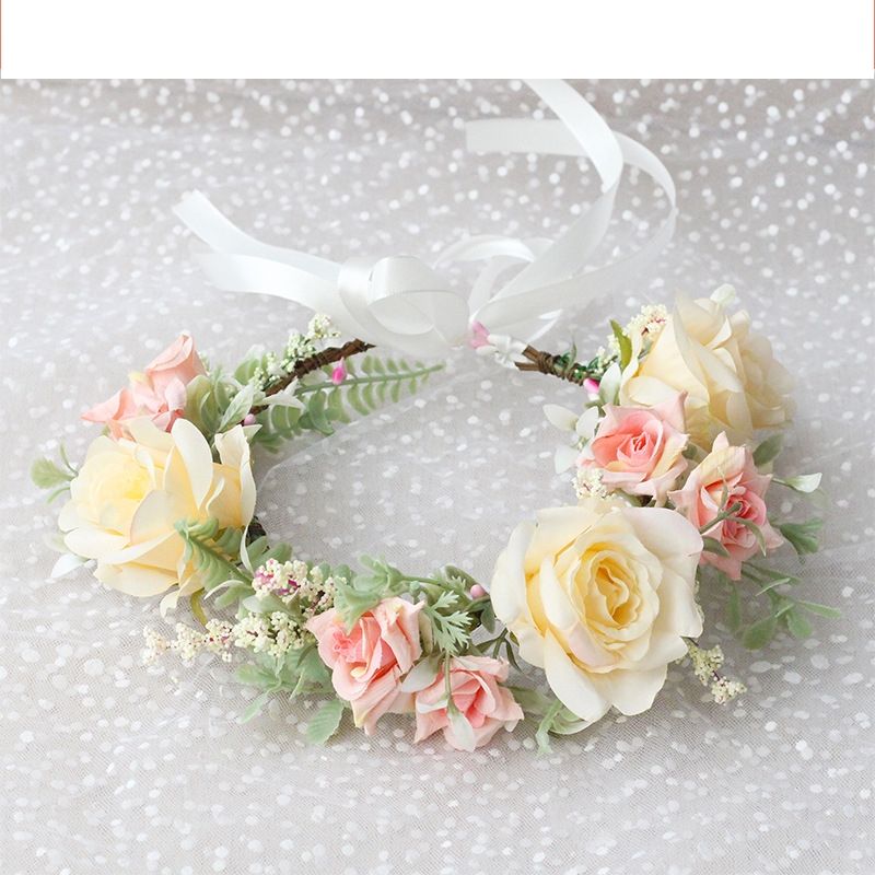 Fashion Garland Headwear Wholesale Art Rose Bridal Simulation Flower Hair Accessories