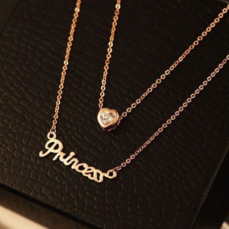 Fashion Jewelry Popular Letter Zircon Love Necklace