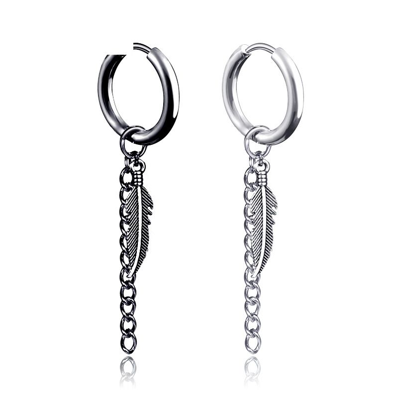 Fashion Chain Without Ear Holes Titanium Steel Tassel Earrings Single