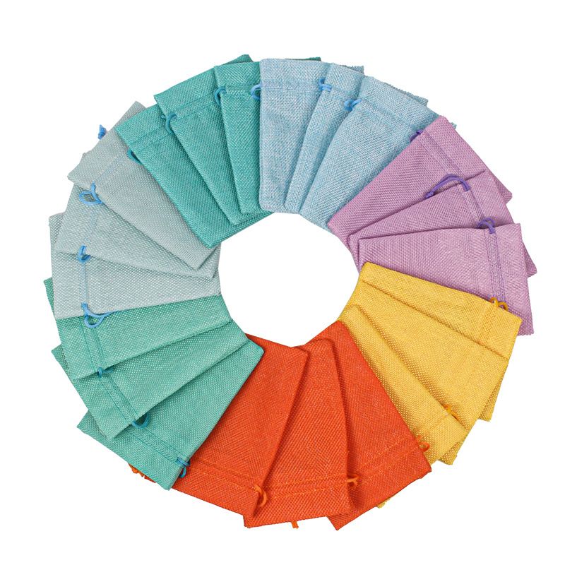 Blank Color Burlap Cosmetic Bundles Storage Packaging Bags