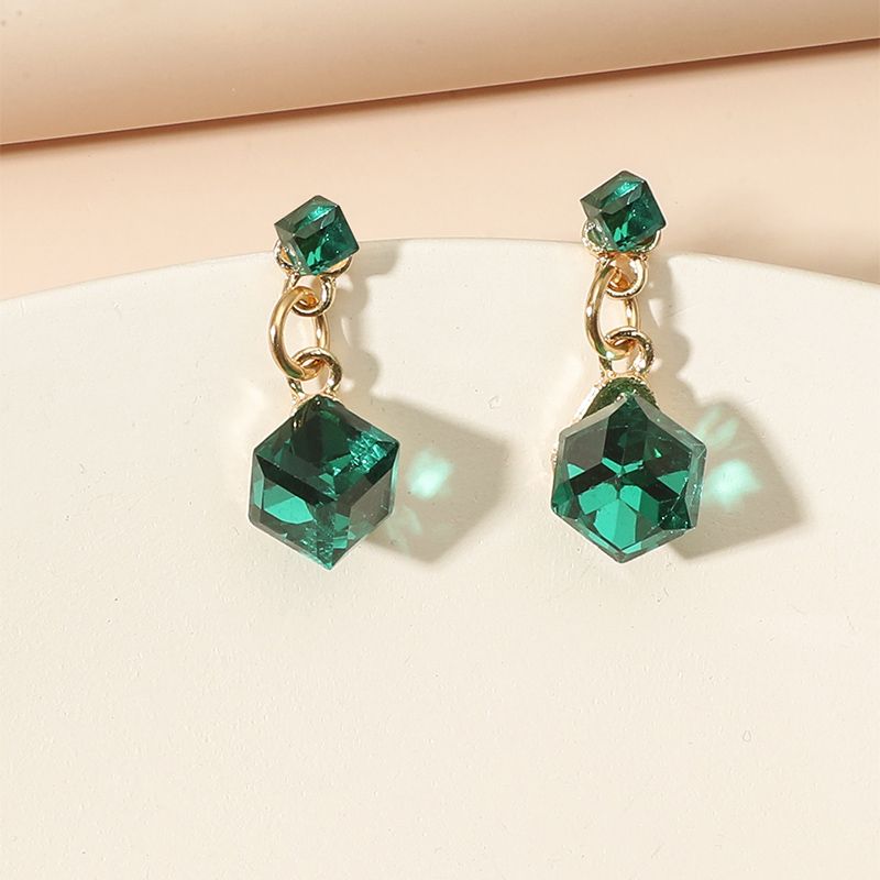 Fashionable All-match Geometric Shape Crystal Earrings