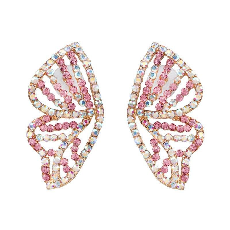Creative Color Butterfly Wings Diamond Earrings