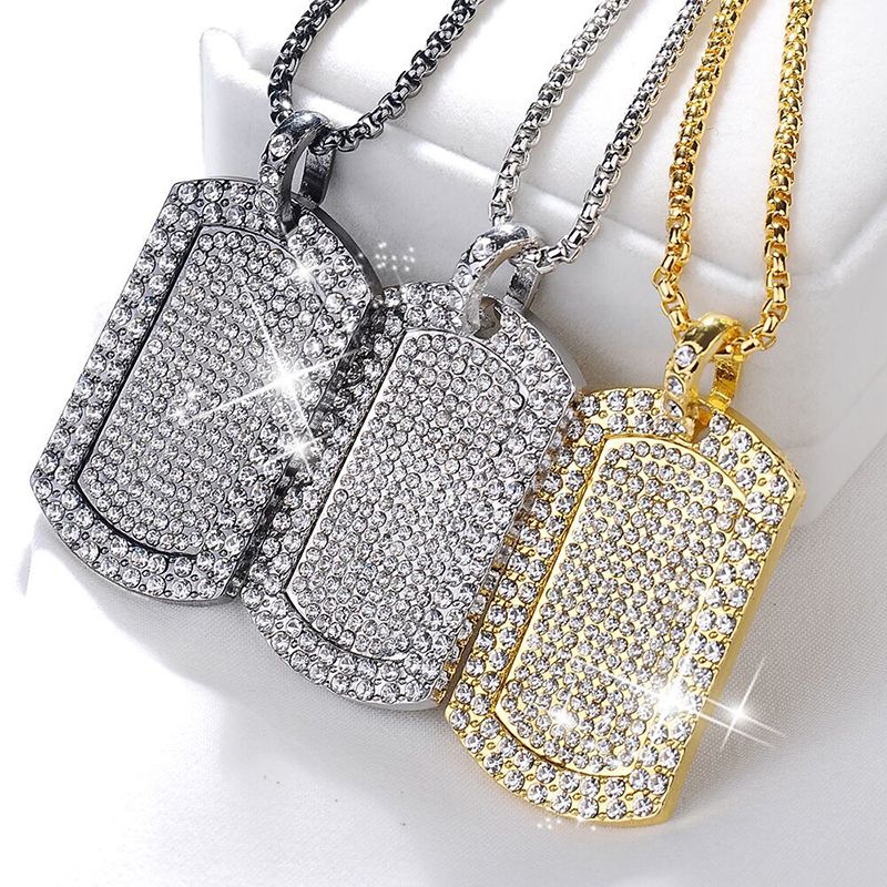 Fashion Jewelry Geometric Luxury Full Diamond Rhinestone Square Necklace