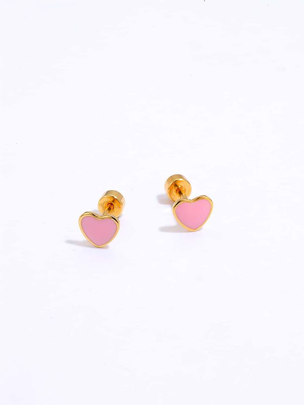 1 Piece Ear Cartilage Rings & Studs Fashion Heart 201 Stainless Steel Plating 18K Gold Plated