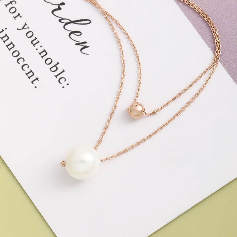 Fashion Simplicity Geometric Shaped Pearl Pendant S925 Silver Necklace