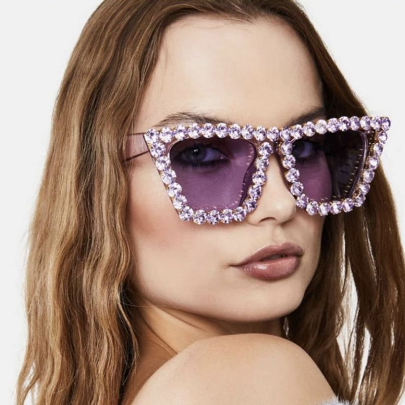 New Fashion Large Frame Inlaid Diamond Women's Sunglasses