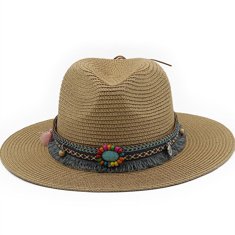 Spring And Summer New Men's And Women's Outdoor Decorative Straw Hat