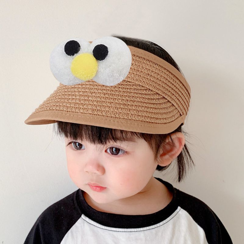 Cute Children's Topless Peaked Sun-proof Big Eyes Straw Sun Hat