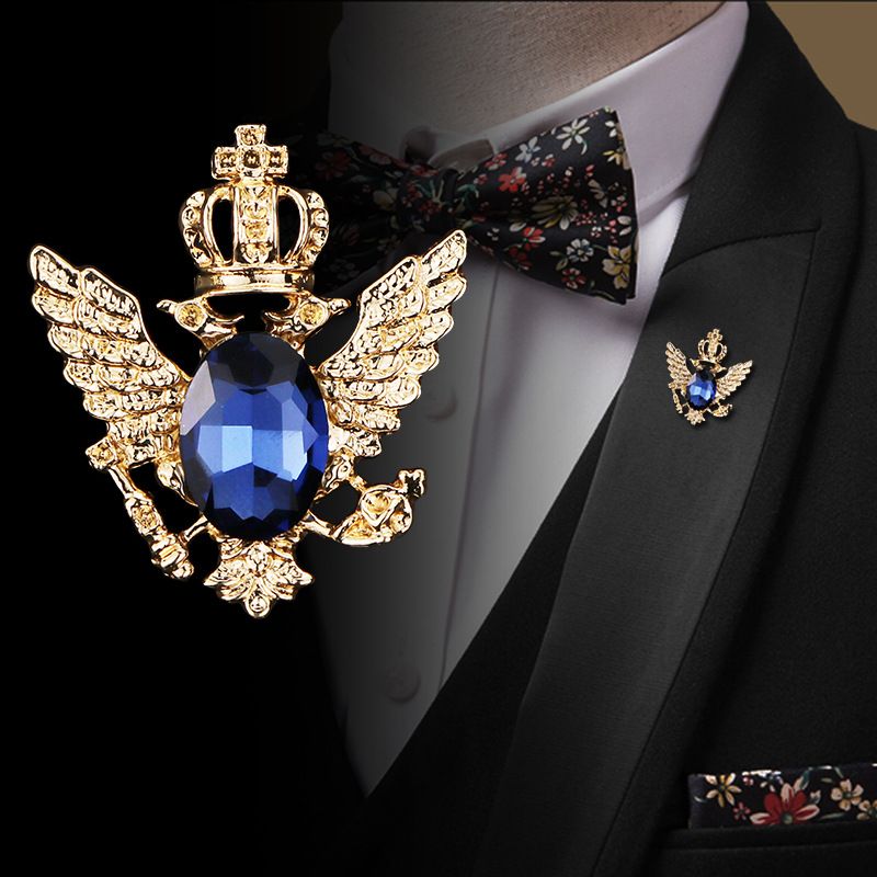 Simple New Style Eagle Crown Wings Shape Inlaid Diamond Alloy Brooch