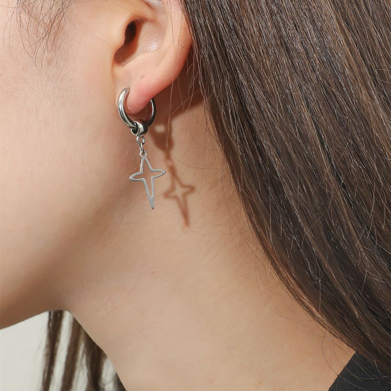 Fashion Stainless Steel Anti-allergy Cross Hollow Geometric Earrings