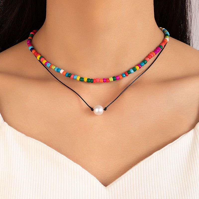 Ethnische Stil Perle Saiten Perlen Multi-schicht Braid Seil Halskette