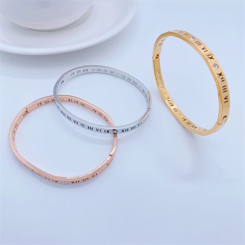 Mode-trend Armband 18k Vergoldung Römischen Ziffern Einfache Titan Stahl Armband