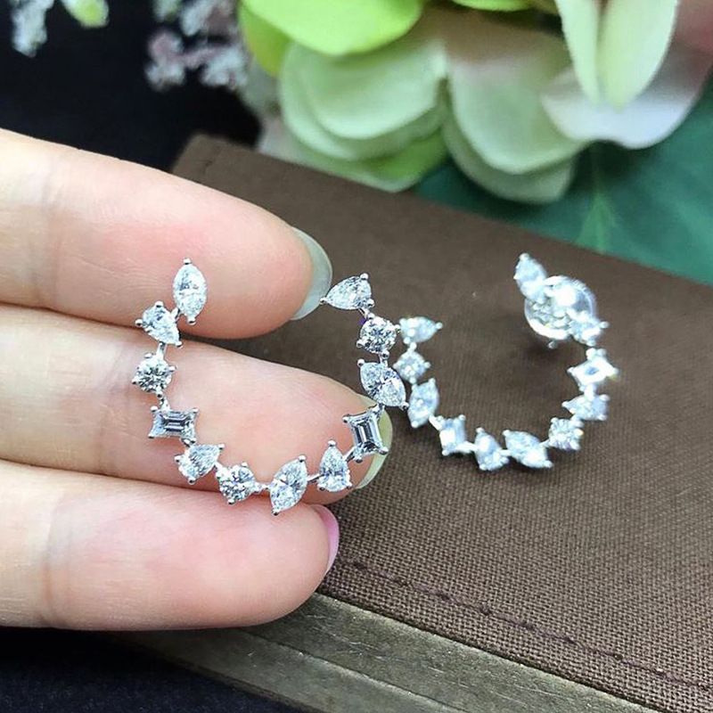 Creative Geometric Zircon C- Shaped Earrings