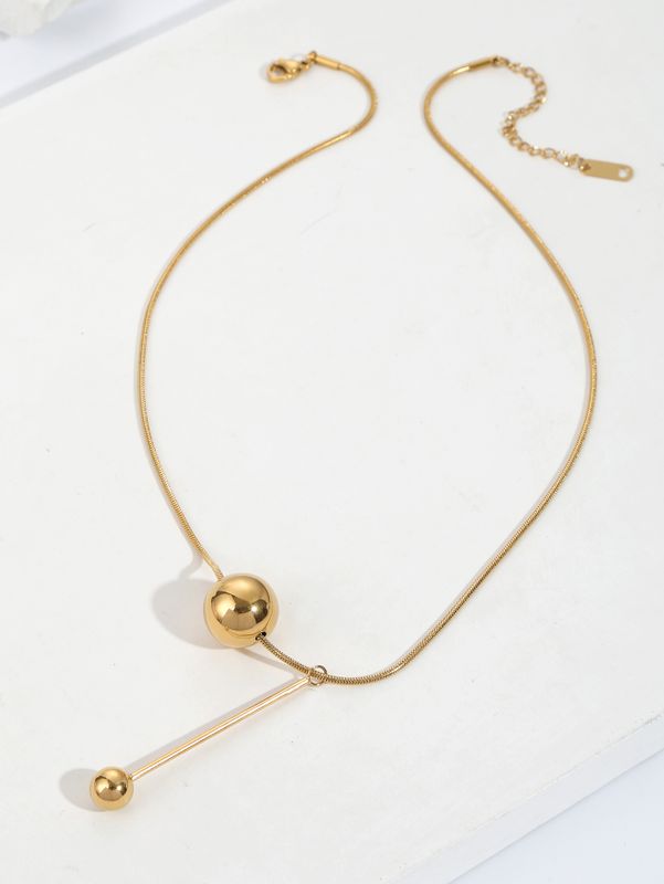 Mode Edelstahl 18k Vergoldung Runde Perlen Schlangen Halskette