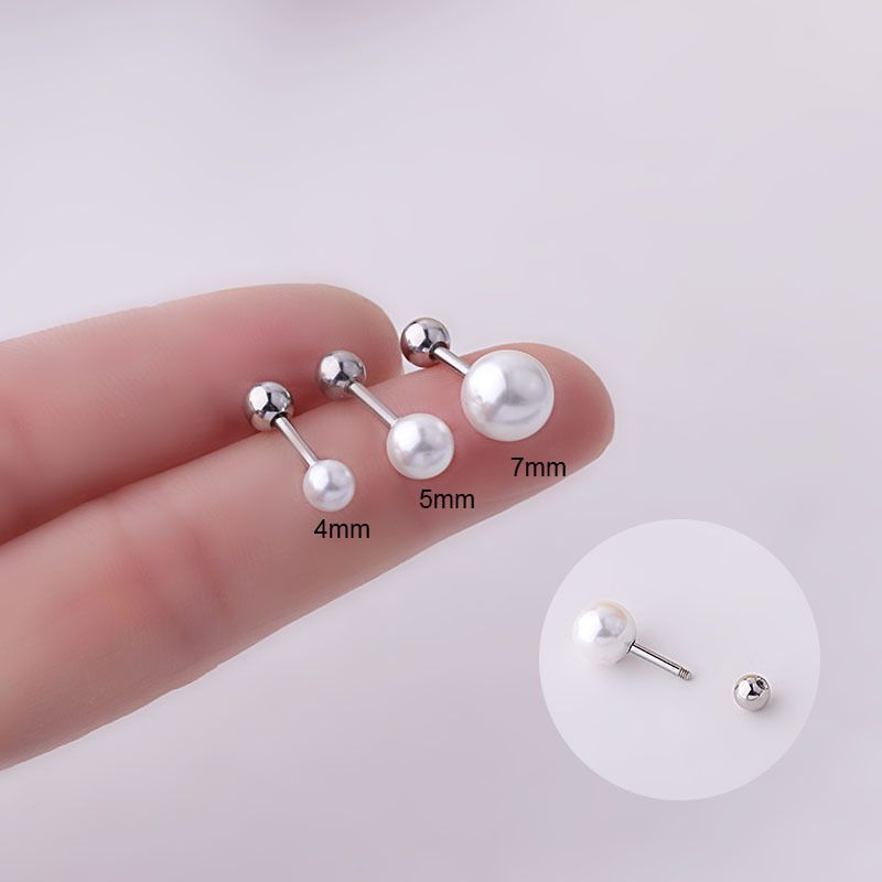 Fashion Geometric Imitation Pearl Ear Studs