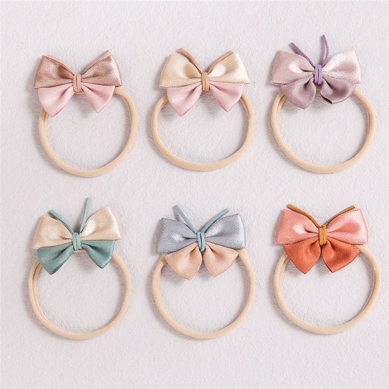 Cute Baby Nylon Stretch Two-color Bow Hair Band 6-piece Set