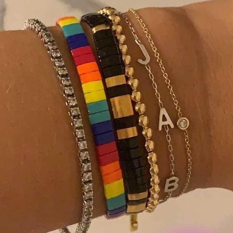 Fashion Beaded Contrast Color Bracelet Simple Bracelet Retro Bracelet