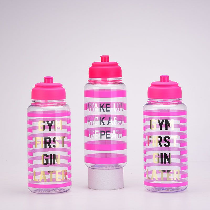 Simple Striped Letters 1000ml Large-capacity Portable Single-layer Plastic Cup