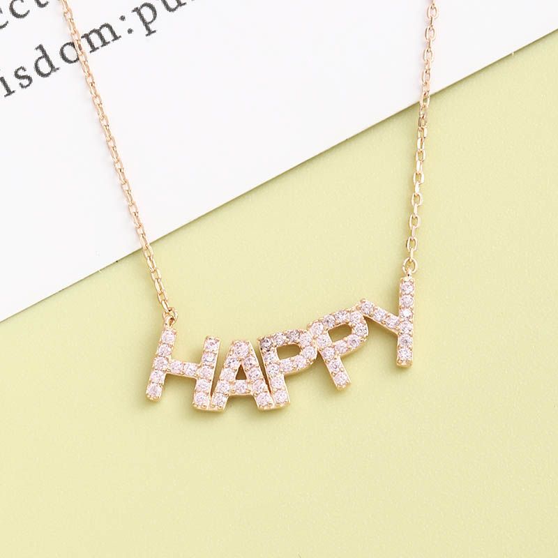 Lettres De Mode Strass Pendentif Inlay Strass S925 Argent Collier