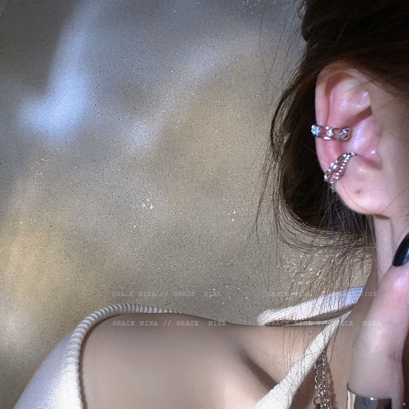 Fashion Asymmetric Tassel Chain Ear Clip Non-piercing Female Earrings