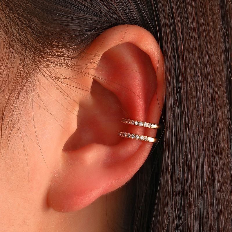 Korean Style Super Flash Micro Inlaid Zircon Multi-layer Copper Ear Clip Accessories