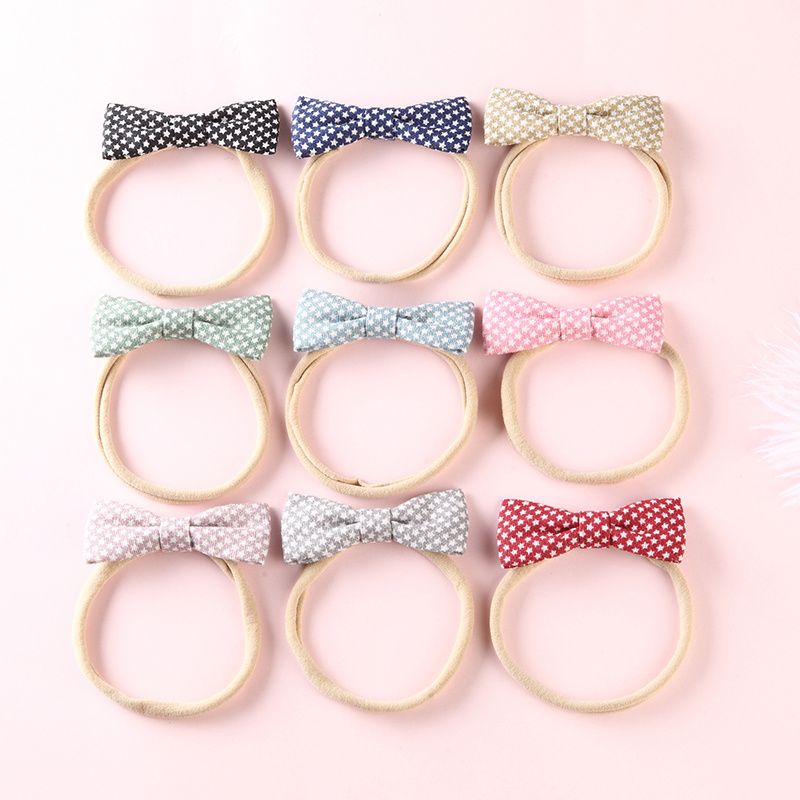 Five-pointed Star Print Cotton Linen Fabric Bow Hair Rope Hair Accessories