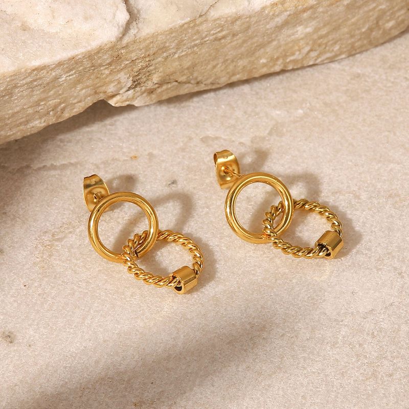 Fashion Geometric Plating Stainless Steel No Inlaid Gold Plated Earrings