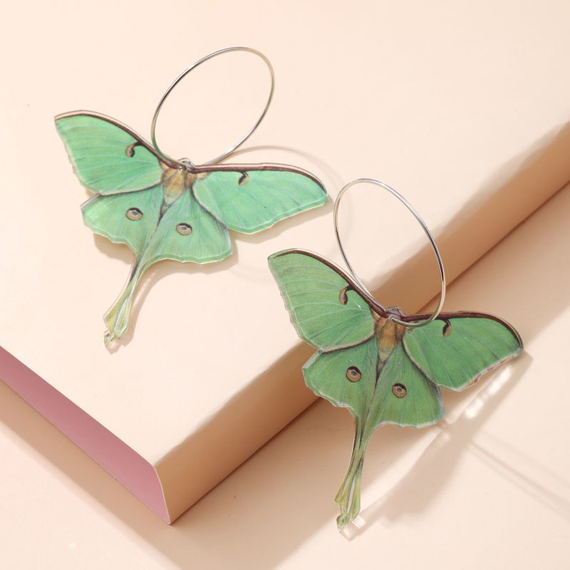 Pendiente De Mariposa Verde Acrílico Elegante De Moda Para Mujer