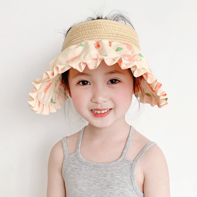 Summer Children's Shell Hat Topless Hat Sun Protection Hat Sun-proof Korean Baby Big Brim Beach Hat