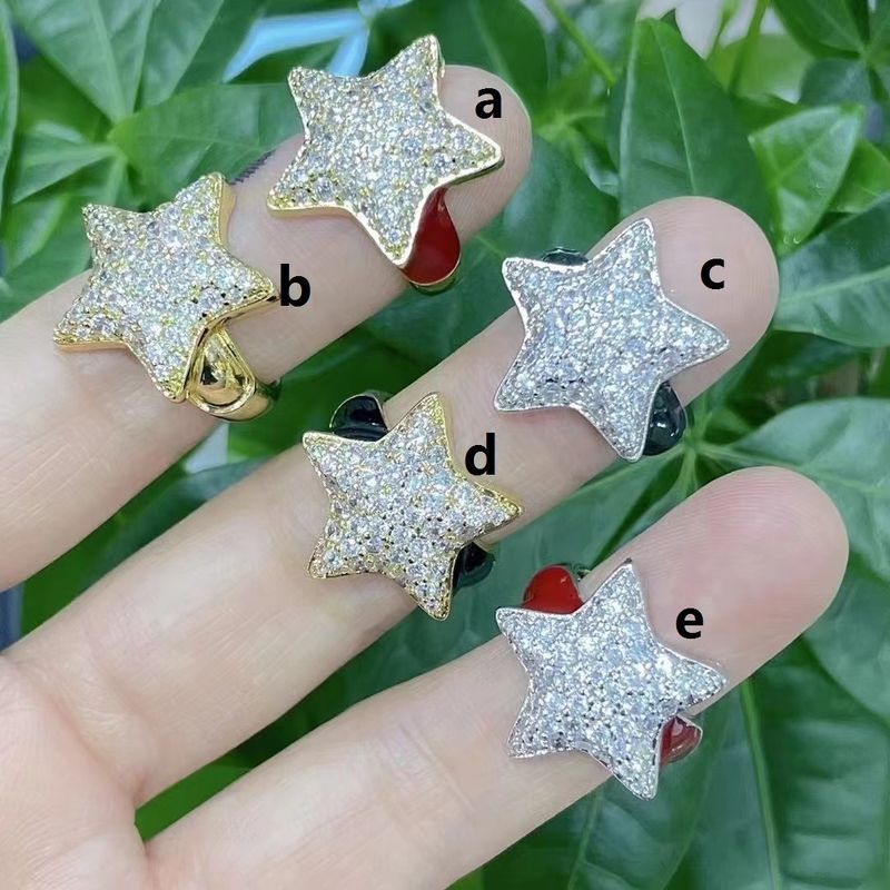 Retro Colorful Inlaid Zircon Five-pointed Star Decor Ring