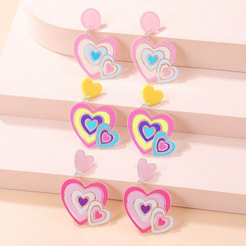 New Fashion Colorful Heart-shaped Women's Resin Earrings