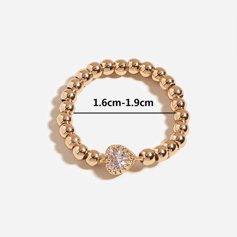 Mode Einfache Herz Kupfer Überzug 18k Gold Intarsien Zirkon Ring