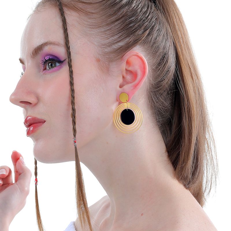 Fashion Simple Geometric Shape Steel Electroplated 18k Gold Earring
