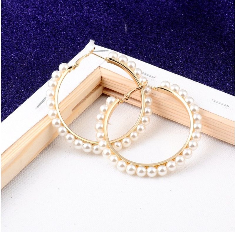 1 Jeu Exagéré Géométrique Perles Incrustées Perle D'imitation Perles Artificielles Des Boucles D'oreilles