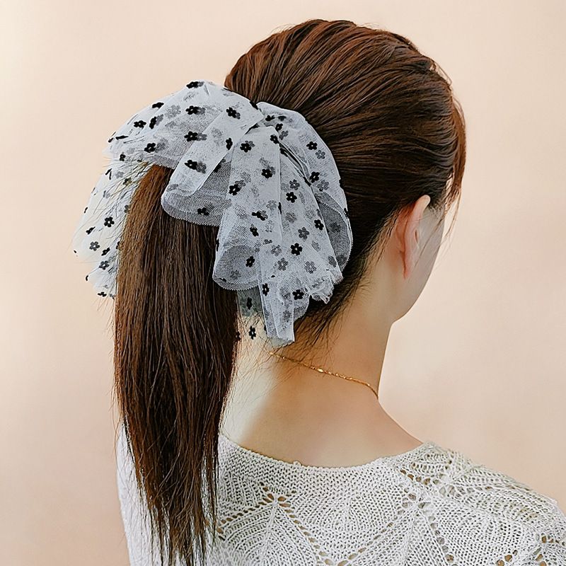 Fashion Large Voile Lace Flocking Oversized  Rubber Band Hair Rope