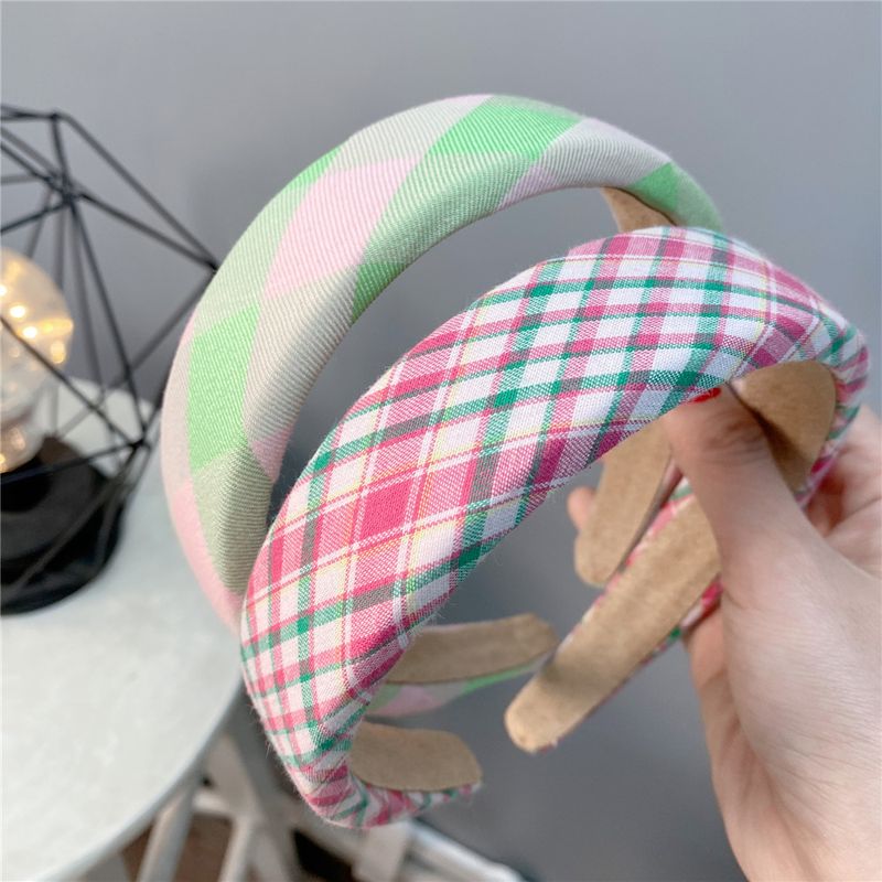 Japanese Style Sponge Plaid Headband Summer Hair Accessories