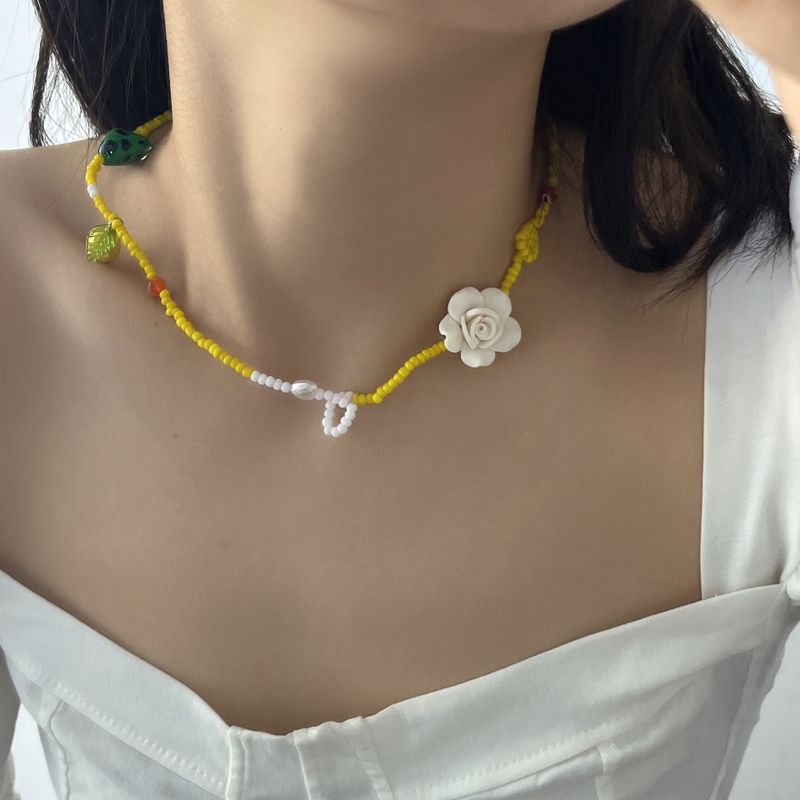 Mode Original Handgemachten Perlen Böhmischen Stil Blume Herz-geformte Halskette