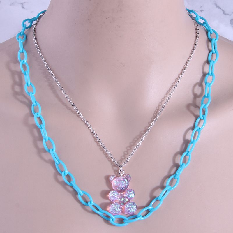 Fashion Bear Pendant Double-layer Chain Elegant Necklace