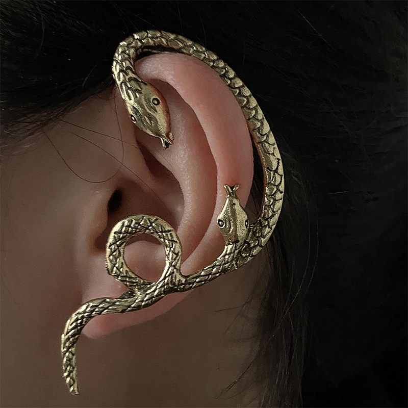 Women's Gothic Exaggerated Novelty Snake Alloy No Inlaid Earrings Plating Clip&cuff Earrings