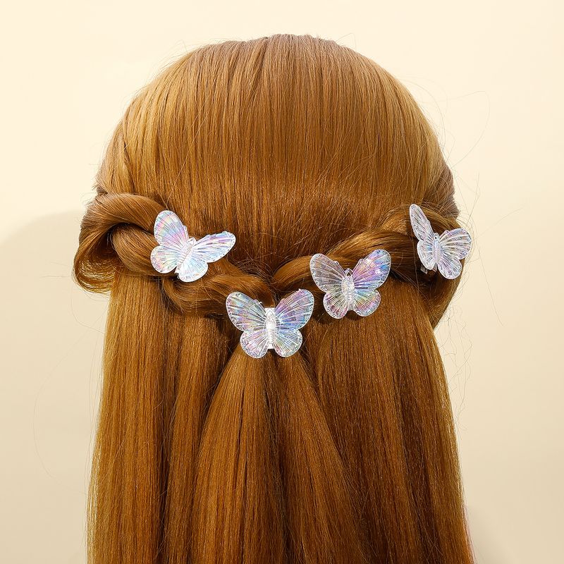 Women's Cute Simple Style Butterfly Transparent Synthetic Resin Hair Accessories Polishing No Inlaid Hair Clip 1 Set