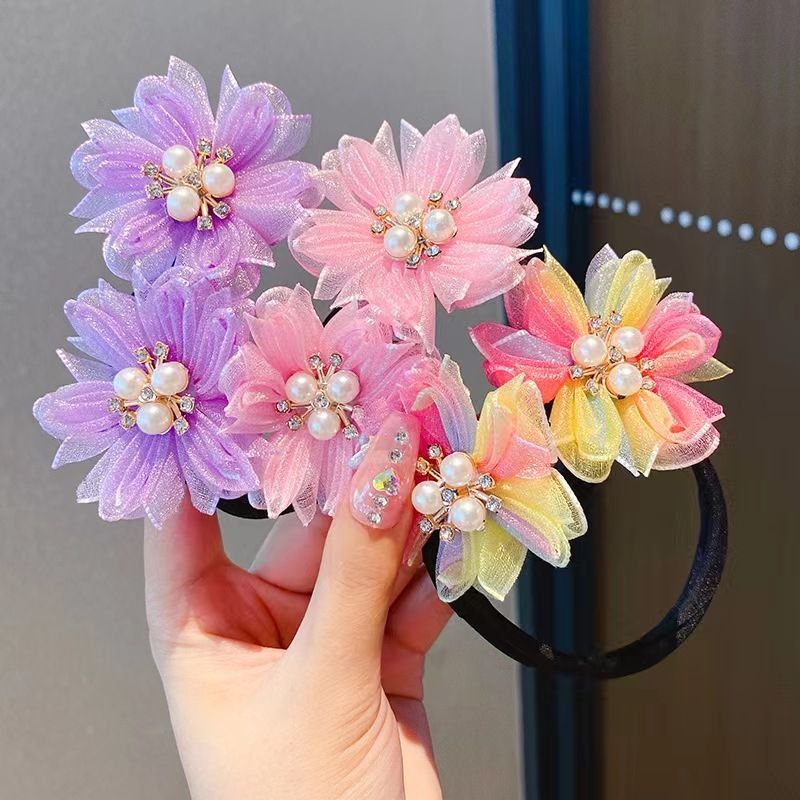 Fashion Children's Bun Updo Updo Gadget Bow Colorful Flower Stem Headdress