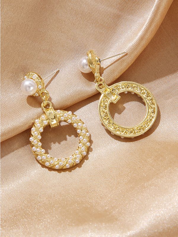 Pendientes De Perlas De Diamantes De Imitación S925 Círculo Y Perla
